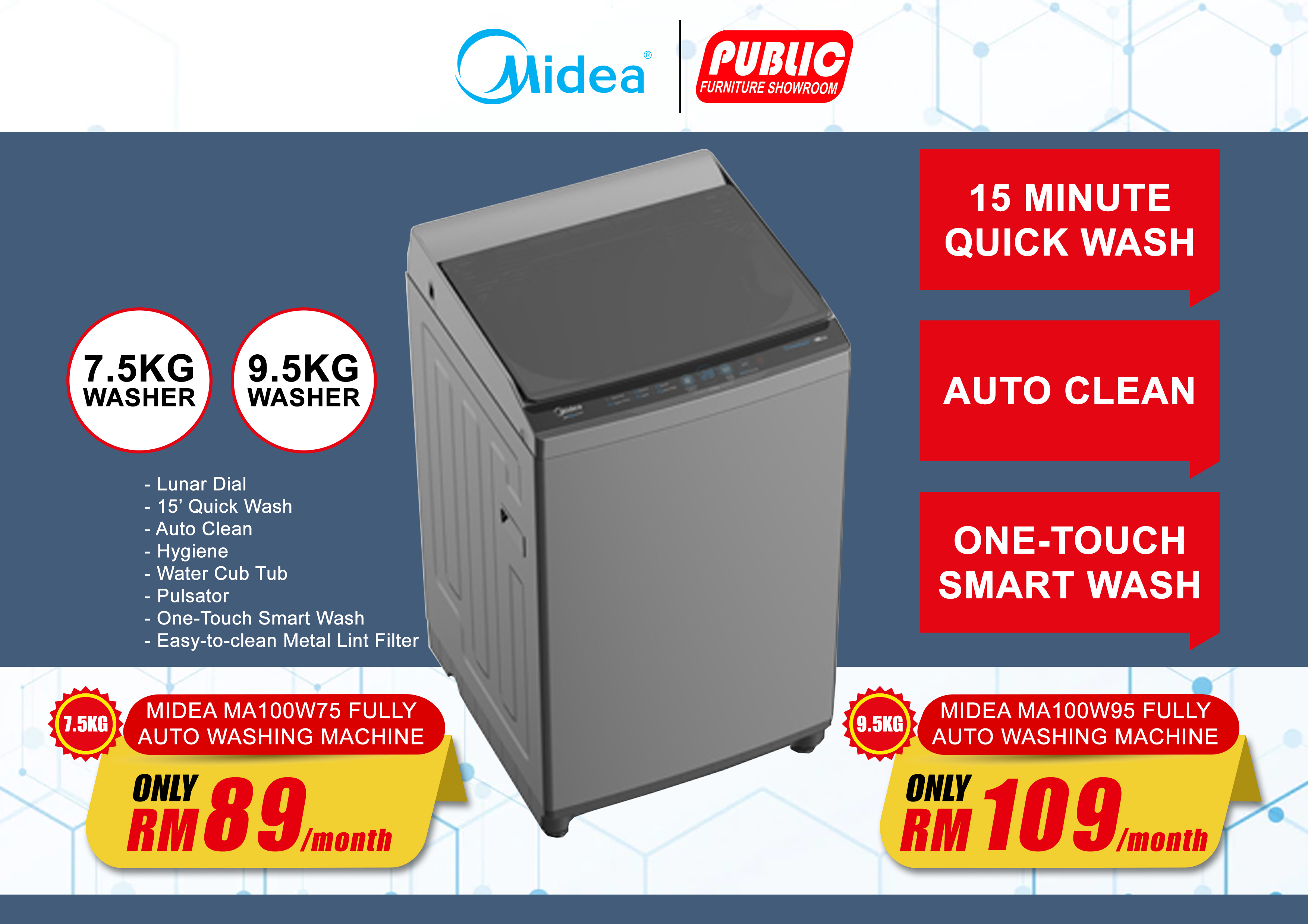 MIDEA FULLY AUTO WASHING MACHINE